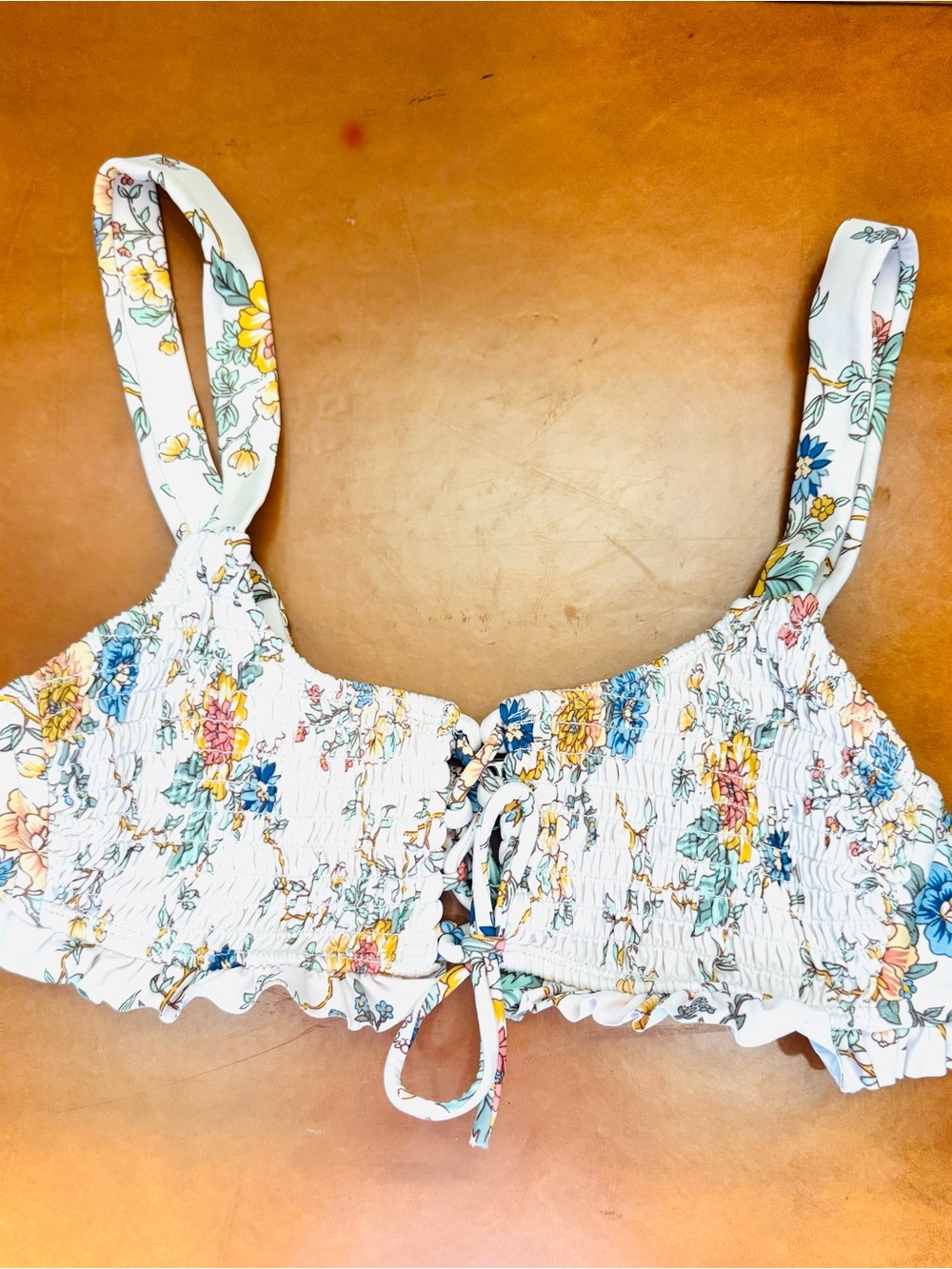 Floral Smocked Cream Bikini Top with 3 Black Swim Bottoms - Women Swim - Picture 10 of 15